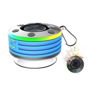 Bluetooth 5.3 Shower Speaker Water-resistant Wireless Speaker With Suction Cup Shower Radio For Outdoor-Black