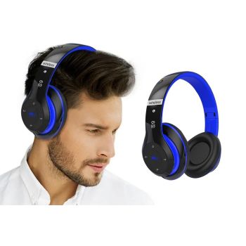 Bluetooth Headphones Over Ear HiFi Stereo Sound Wireless Headphones for Travel Work Cellphone-Blue