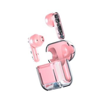 TWS Wireless Earphones 5.3 Bluetooth Headset with Mic HD Sound Auriculares Transparent Cute Half in Ear Headphones -White