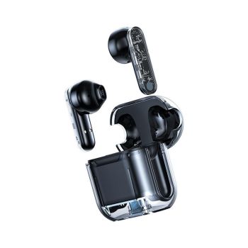 TWS Wireless Earphones 5.3 Bluetooth Headset with Mic HD Sound Auriculares Transparent Cute Half in Ear Headphones -Pink