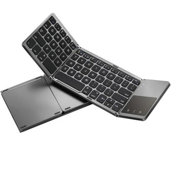 Foldable Bluetooth Keyboard with Touchpad Full-Size Travel Keyboards for Windows iOS Android-USB-B Interface