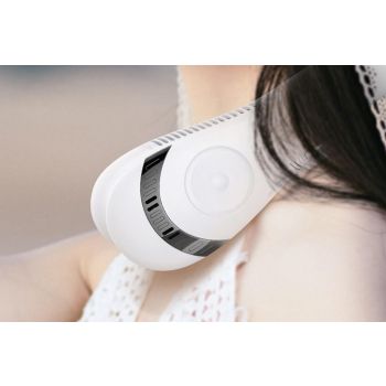 Portable Neck Fan Mini Hanging Neck Fan Rechargeable Personal Fan Hands Free Cooling Fan-White