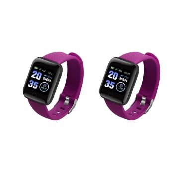 116plus Waterproof Smart Watch Sports Fitness Trackaer with Heart Rate Monitor for Men and Women-Purple