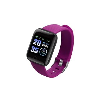 116plus Waterproof Smart Watch Sports Fitness Trackaer with Heart Rate Monitor for Men and Women-Black