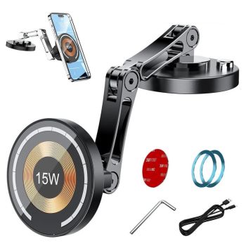 15W Car Mount Charger Dash Window Charging Mount for iPhone Air 17 Pro 16 Pro