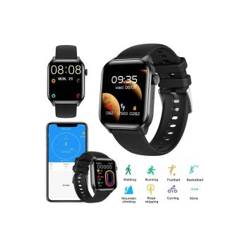 2Pcs Smart Watch Water-Resistant Smartwatch Heart Rate Fitness Tracker-Black
