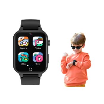 Kids Smart Watch Touch Screen Elastic Strap Smartwatch With Video Camera Pedometer-Blue
