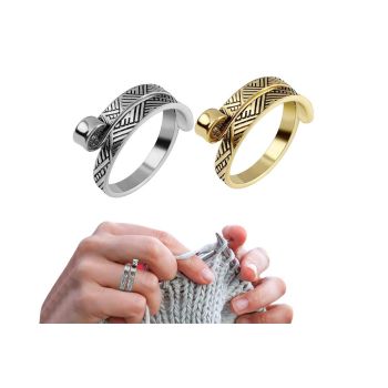 2Pcs Knitting Crochet Loop Ring for Fingers 2Pcs Knitting Yarn Guide Finger Holder-Style 2