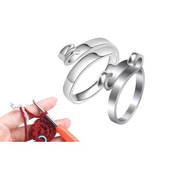 2Pcs Knitting Crochet Loop Ring for Fingers 2Pcs Knitting Yarn Guide Finger Holder-Style 3