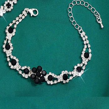 High-end Colored Gemstone Teardrop Jewelry 4-Piece Set, Women's Accessory Set, Wedding and Evening Accessories - Black