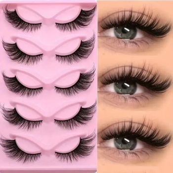 15-pair set of cat-eye false eyelashes with extended mink-style tips; thick and long