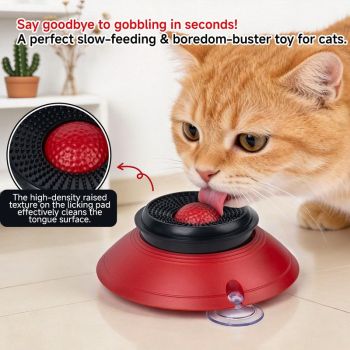 Slow Feeder Lick Bowl, Universal for Cats and Dogs, a Fun and Stimulating Feeding Tool - Red