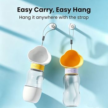 600ml Portable Pet Outdoor Water Cup, Leak-Proof Travel Water Dispenser - Yellow