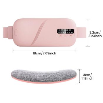 LED Display Period Heating Belt for Women, 5 Heat Settings & 4 Vibration Modes Wireless Menstrual Cramp Relief Waist Heating Pad - White