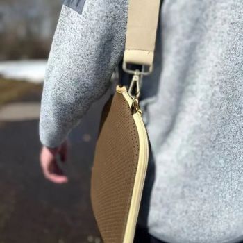 Pickleball Paddle Cover, Breathable Perforated Racket Protector Case with Zipper Pocket & Adjustable Crossbody Strap - White
