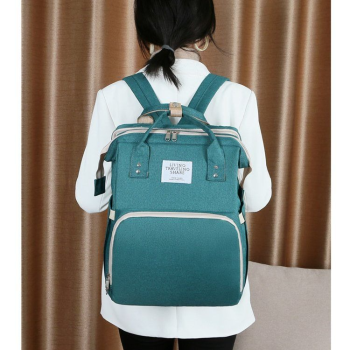 Convertible Baby Bed Diaper Backpack, Waterproof Oxford Multifunction Mommy Bag, 3-Way Hand/Shoulder/Backpack for Travel and Outdoor Use - Gray
