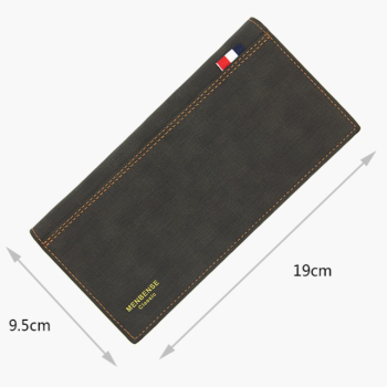 Men's Long Bifold PU Leather Wallet, Fabric-Textured Business Card Case with Zipper Coin Pocket, Multi-Card Slot Suit Pocket Purse for Daily Work and Travel (Blue)