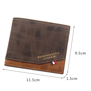 British-Style Two-Tone Bifold Wallet for Men, Matte Printed PU Leather Wallet with Zip Coin Pocket, Multiple Card Slots & ID Photo Window (Brown)