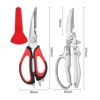 2-Pack Kitchen Scissors Set, Heavy Duty Chicken Bone Shears & Detachable Kitchen Shears, 3Cr13 Stainless Steel & Magnetic Sheath - White
