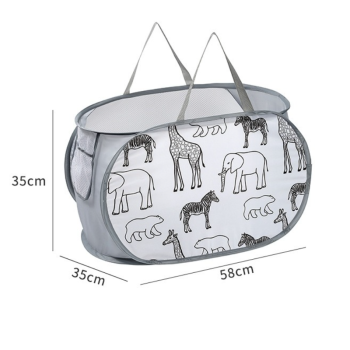 2-Pack Collapsible Laundry Basket, Large Capacity Printed Oxford Cloth Hamper with Handles for Bathroom Storage, Giraffe Pattern - White