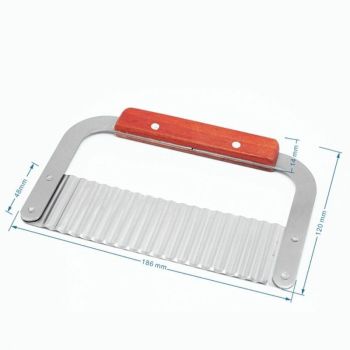 1 piece - Stainless Steel Wavy Potato Cutter with Wooden Handle, Crinkle-Cut French Fry Slicer, Multi-Purpose Vegetable Chopper