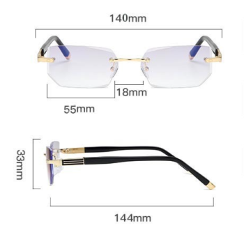 Business Metal Rimless Cut Anti Blue Light Reading Glasses, 2 Pack Different Powers +2.00 & +2.50 Diopter Fashion Readers for Men Women