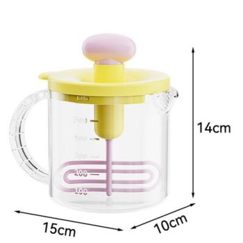 Semi-Auto Press Egg Beater Cup, Large-Capacity Measuring Manual Whisk for Cream & Egg Mixing—Green