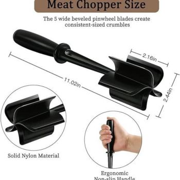 Food Grade Nylon 5-Blade Meat Chopper Spatula, Heat Resistant Non-Stick Ground Beef Masher Multi-Purpose Cooking Tool