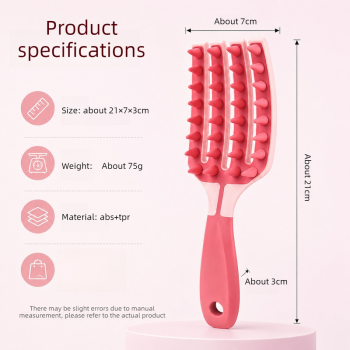 Two-Tone TPR Scalp Massage Shampoo Brush, Wet & Dry Hair Cleaning Comb for Itch Relief & Dandruff Removal—Green