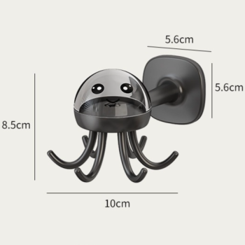 Octopus Rotating No-Drill Hook, Multi-Purpose Strong Adhesive 6-Claw Kitchen Utensil Wall Storage Rack—Beige