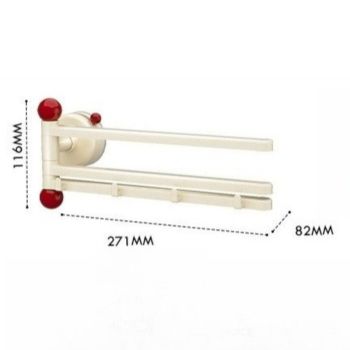 Suction-Mounted Rotatable Towel Rack, Multi-Foldable Kitchen Dishcloth Holder, Multi-Purpose Bathroom Storage Hanger—Beige