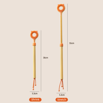3-in-1 Retractable Pet Scratching Stick, Double-Sided Cat Massage Comb for Cat Grooming—Orange