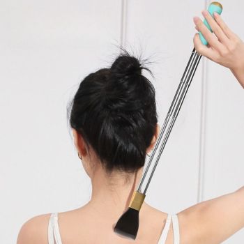 Dual Retractable Back Scratcher, Portable Self-Scratching Tool with Magnetic Massage Roller and Anti-Slip PP Claw - Green