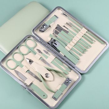18Pcs Stainless Steel Manicure Set, Multi Functional Nail Clipper Cuticle Remover Kit for Home Beauty Care