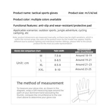 Size L - Black - EVA Protective Tactical Gloves (1 Pair), Anti-Slip Shock-Absorbing Sports Gloves for Cycling Workouts