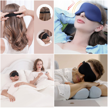 3D Deepened Sleep Eye Mask, Integrated Nose Wing, Full Light-Blocking, Breathable Eye Cover for Naps and Travel—Gray