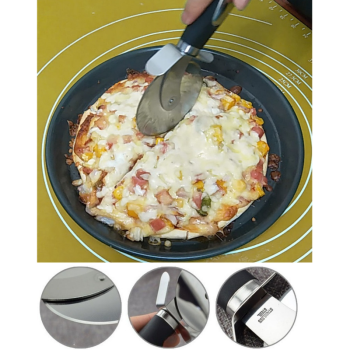 8cm Large Stainless Steel Pizza Cutter Wheel with Hand Guard, Anti-Slip Handle Baking Slicer