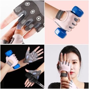 Gray - Size M - Women's Ice Silk Half-Finger Fitness Gloves, Silicone Shock-Absorbing, Anti-Slip, Breathable Sports Gloves