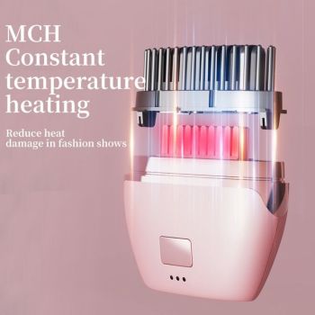 Mini Wireless Negative Ion Hair Straightener Brush, Rechargeable Portable Constant-Temperature Hair Styling Comb for Travel—Black