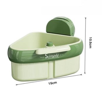 Suction Triangle Sink Drain Basket, Press-On Lid Kitchen Food Residue Filter, Detachable Sink Storage Rack—Green