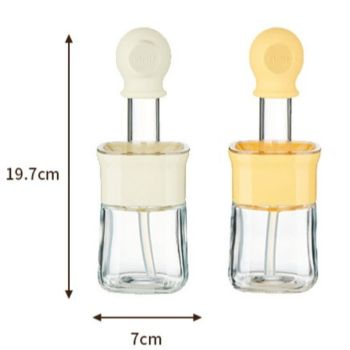 Integrated Oil Storage Silicone Oil Brush Bottle, Food-Grade Heat-Resistant Oil Dispensing Brush for Baking, BBQ—White