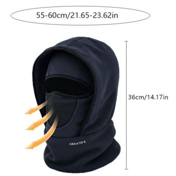 Fleece-Lined Winter Balaclava, Windproof and Breathable Face & Neck Warmer for Cycling and Outdoor Sports - Black