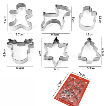 Stainless Steel Cookie Cutter Sets, DIY Press Baking Molds for Homemade Cookies & Pastries—6-Piece Christmas-Shaped Set