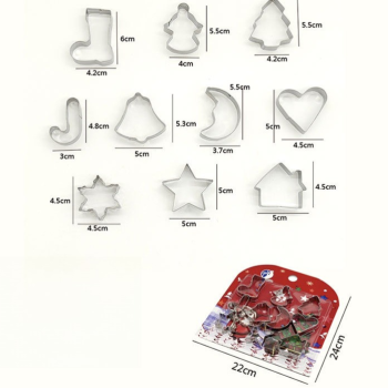 Stainless Steel Cookie Cutter Sets, DIY Press Baking Molds for Homemade Cookies & Pastries—Christmas Shapes, 10-Piece Set