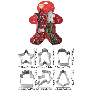 Stainless Steel Christmas Cookie Cutter 6-Piece Set, Holiday DIY Baking Molds for Cookies & Fondant—Gingerbread Man