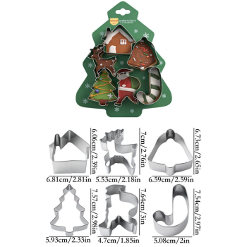 Stainless Steel Christmas Cookie Cutter 6-Piece Set, Holiday DIY Baking Molds for Cookies & Fondant—Christmas Tree