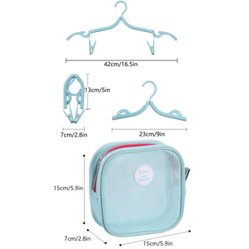 Portable Foldable Travel Clothes Hanger Set, Clothes Rack with Storage Bag for Business Trips and Home Use - Pink