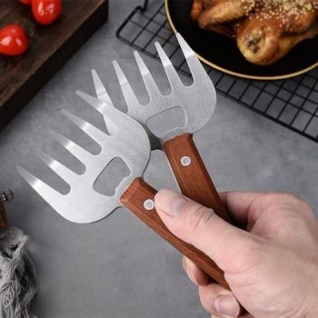 Stainless Steel Hand Guard, Multi-functional Kitchen Food Holder With Bottle Opener For Cutting & BBQ