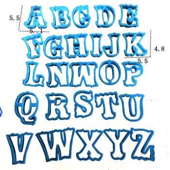 26 Pcs Large Vintage Alphabet Cookie Cutter Set, Plastic Fondant Cake Chocolate Baking Press Molds