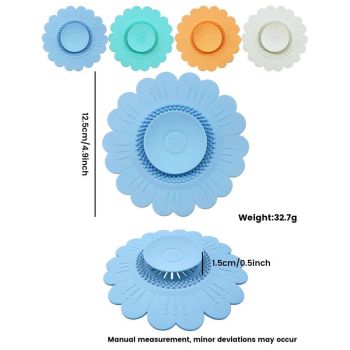 Sunflower Silicone Sink Filter Mat 2-Pack, Anti-Clog Hair, Odor-Proof Drain Cover for Kitchen and Bathroom—White